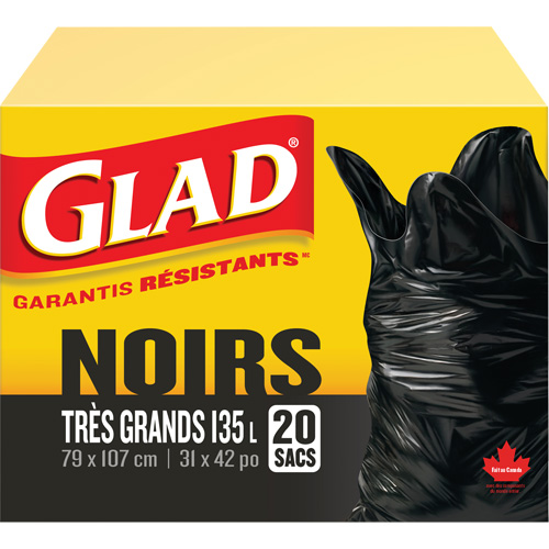 135L Garbage Bags, Regular, 31" W x 42" L, Black Cam Industrial
