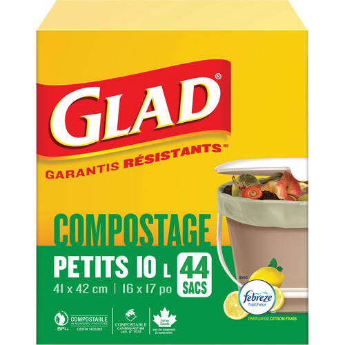 Petits sacs de compostage, R&eacute;gulier, 17" lo x 16" la, Brun, Capacit&eacute; de 10 L (3 gal.) Cam Industrial