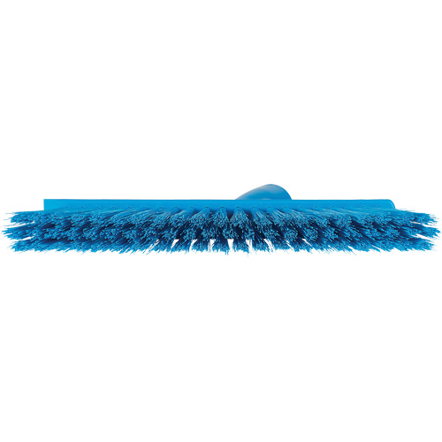 Dustpan Broom with Angled Thread, Medium Bristles, 10", Polyester, Blue Cam Industrial