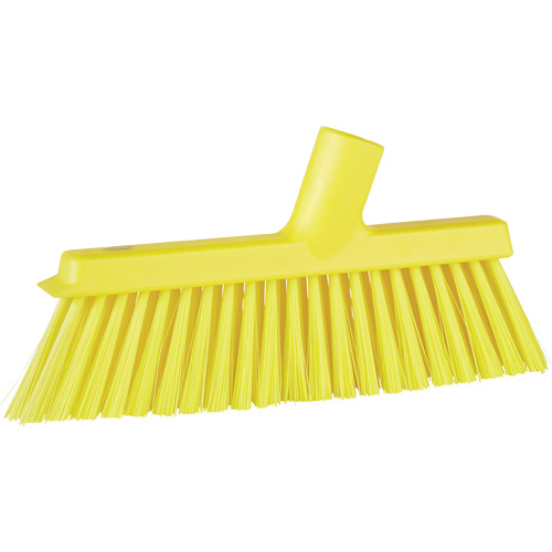 Dustpan Broom with Angled Thread, Medium Bristles, 10", Polyester, Yellow Cam Industrial