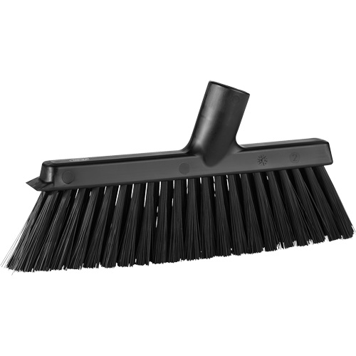 Dustpan Broom with Angled Thread, Medium Bristles, 10", Polyester, Black Cam Industrial