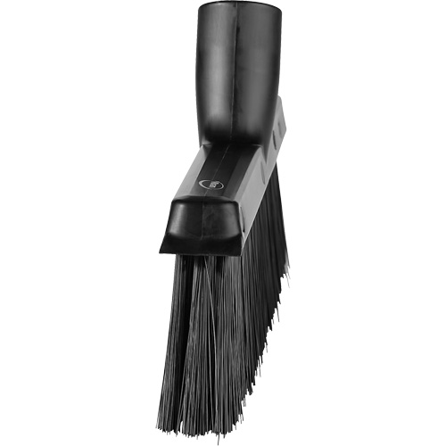 Dustpan Broom with Angled Thread, Medium Bristles, 10", Polyester, Black Cam Industrial