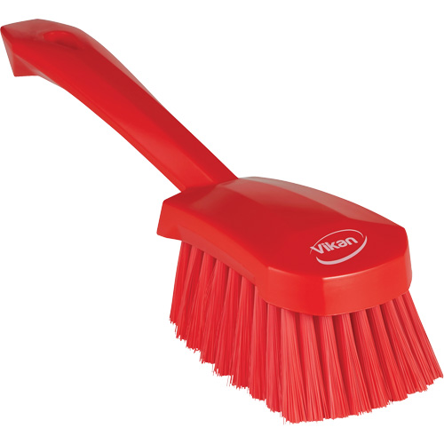 Brosse &agrave; r&eacute;curer avec manche court, Soies Doux, Longueur de 10-1/2", Rouge Cam Industrial