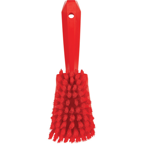 Brosse &agrave; r&eacute;curer avec manche court, Soies Doux, Longueur de 10-1/2", Rouge Cam Industrial