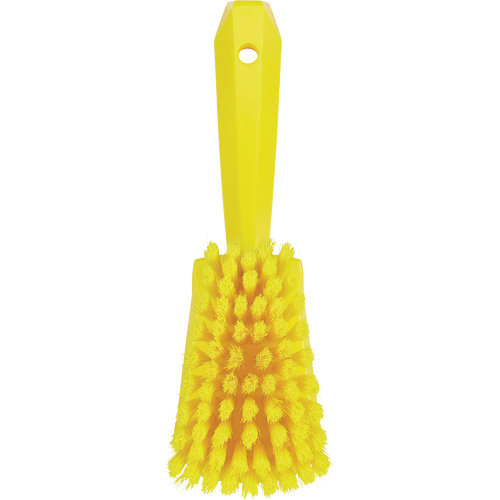Brosse &agrave; r&eacute;curer avec manche court, Soies Doux, Longueur de 10-1/2", Jaune Cam Industrial