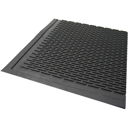 Outdoor Mat, Rubber, Scraper Type, Solid Pattern, 3' x 5', Black Cam Industrial