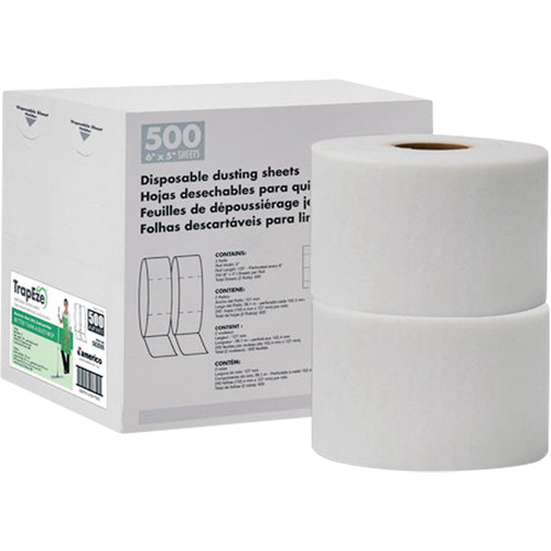 TrapEze&reg; Double Roll Disposable Dusting Sheets, Polyester, White Cam Industrial