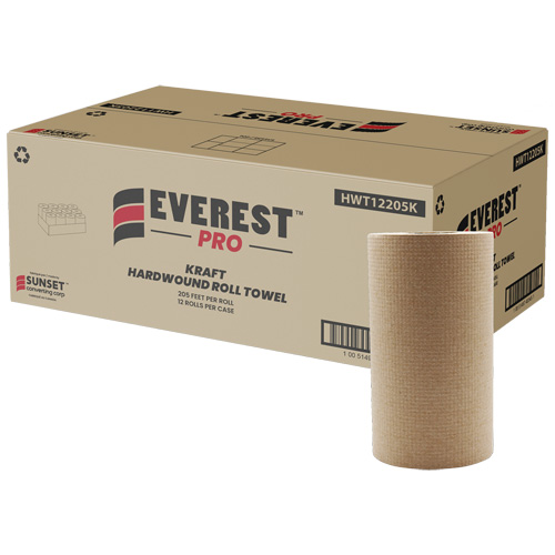 Kraft Hardwound Roll Towels, 1 Ply, Centre Pull, 205' L Cam Industrial