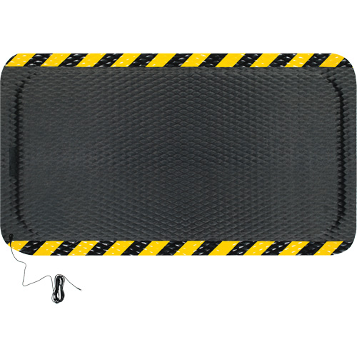 Tapis conductible Hog Heaven, 3' la x 5' lo, 5/8" &eacute;paisseur, Noir/Jaune, Nitrile Cam Industrial