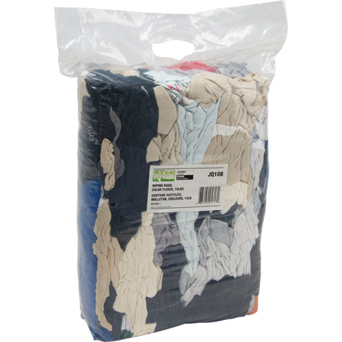 Recycled Material Wiping Rags, Fleece, Mix Colours, 10 lbs. Cam Industrial