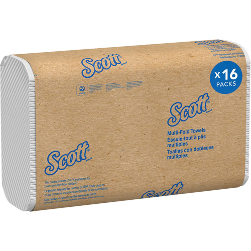 Scott&reg; 100% Recycled Fiber Multifold Paper Towels, 1 Ply, 9-2/5" L x 9-1/5" W, 250 /Pack Cam Industrial