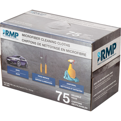 Chiffons lavables pour le nettoyage, Microfibre, Blanc Cam Industrial