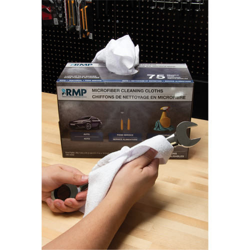 Chiffons lavables pour le nettoyage, Microfibre, Blanc Cam Industrial