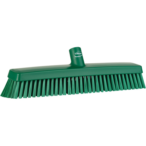 Push Broom Head, Fine/Stiff Bristles, 16-1/2", Polyester/Polypropylene, Green Cam Industrial