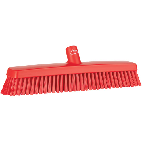 Push Broom Head, Fine/Stiff Bristles, 16-1/2", Polyester/Polypropylene, Red Cam Industrial