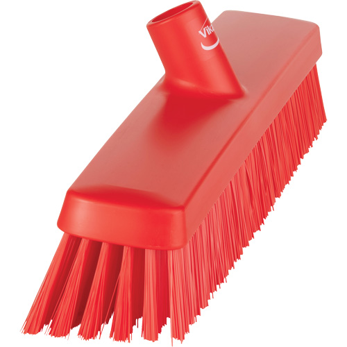 Push Broom Head, Fine/Stiff Bristles, 16-1/2", Polyester/Polypropylene, Red Cam Industrial