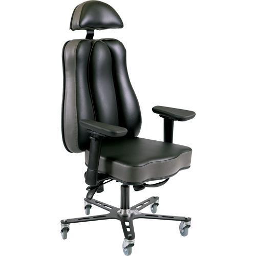Chaise ergonomique 24 h Synergo II, Vinyle, Noir/gris, Capacit&eacute; 350 lb Cam Industrial