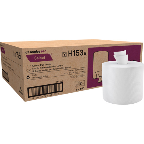 Paper Towel Roll, 2 Ply, Centre Pull, 550' L Cam Industrial