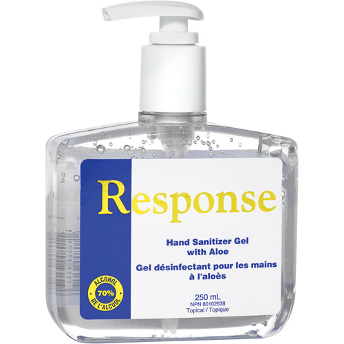 Response&reg; Hand Sanitizer Gel with Aloe, 250 ml, Pump Bottle, 70% Alcohol Cam Industrial