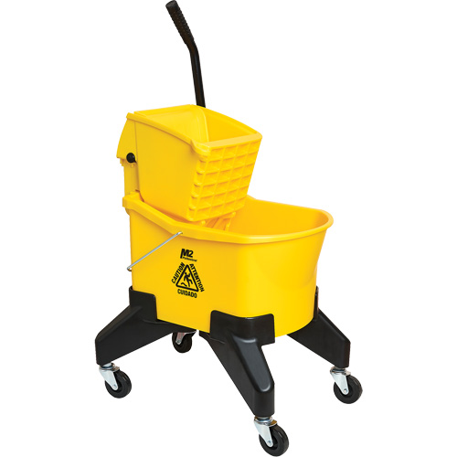 Seau & essoreuse pour vadrouille Grizzly, Pression vers le bas, 8 gal. US (32 pintes), Jaune Cam Industrial