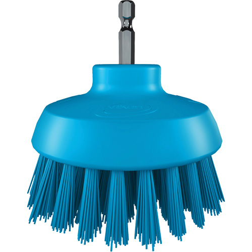 HyDrive Round Drill Brush, Extra Stiff Bristles, 3-1/10" Long, Blue Cam Industrial