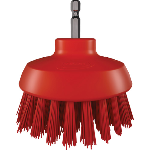 HyDrive Round Drill Brush, Extra Stiff Bristles, 3-1/10" Long, Red Cam Industrial