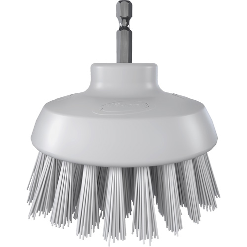 HyDrive Round Drill Brush, Extra Stiff Bristles, 3-1/10" Long, White Cam Industrial