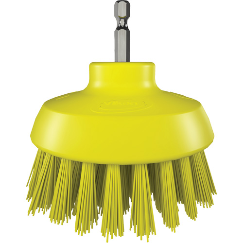 HyDrive Round Drill Brush, Extra Stiff Bristles, 3-1/10" Long, Yellow Cam Industrial