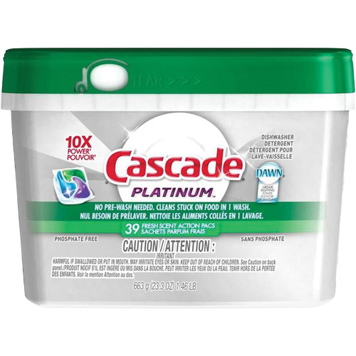 D&eacute;tergent pour lave-vaisselle Platinum ActionPacs, Capsules, 663 g, Fraîcheur Cam Industrial