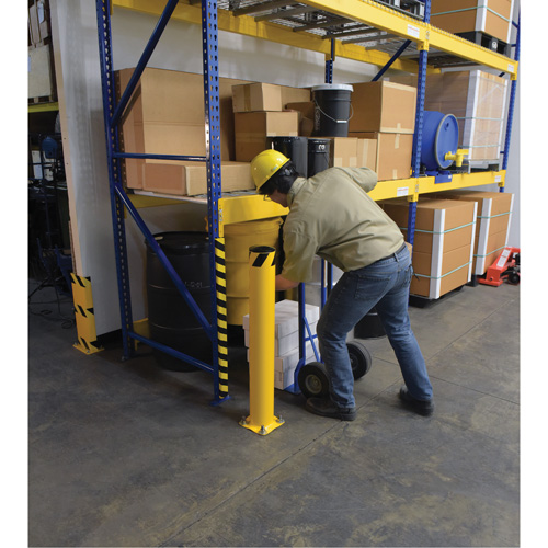 Bollard, Steel, 42" H x 5-1/2" W, Yellow Cam Industrial