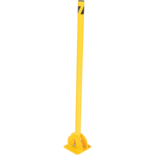 Fold-Down Bollards, Steel, 42" H x 1-3/4" W, Yellow Cam Industrial