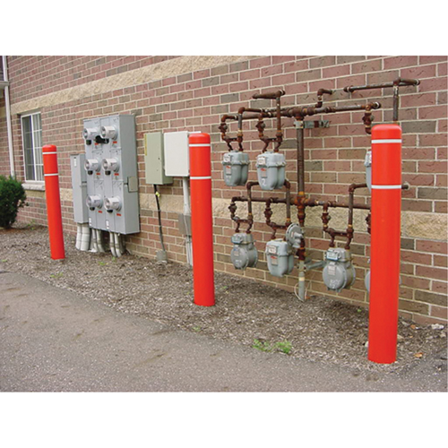 Polyethylene Bollard Covers, 6-5/8" Dia. x 52" L, Red Cam Industrial