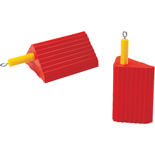 General Purpose Wheel Chocks, Polyurethane, Orange, 10" W x 8-1/2" D x 5" H Cam Industrial