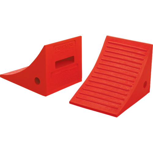 General Purpose Wheel Chocks, Polyurethane, Orange, 8" W x 11-1/4" D x 8-1/4" H Cam Industrial