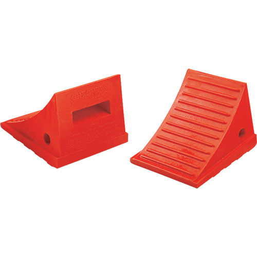 General Purpose Wheel Chocks, Polyurethane, Orange, 7-1/2" W x 8-1/2" D x 6-1/4" H Cam Industrial