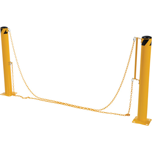 Dock Chain Barrier Bollard System, Steel, 42" H x 6-5/8" W, Yellow Cam Industrial