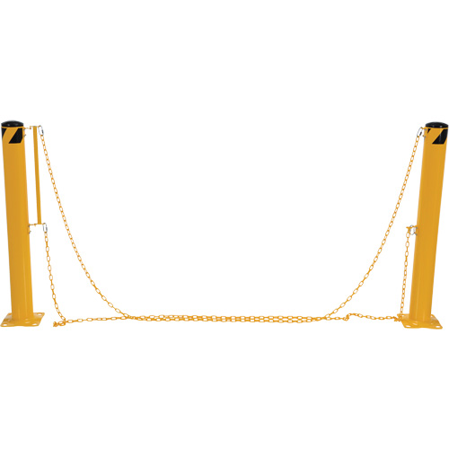 Dock Chain Barrier Bollard System, Steel, 42" H x 6-5/8" W, Yellow Cam Industrial