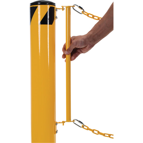 Dock Chain Barrier Bollard System, Steel, 42" H x 6-5/8" W, Yellow Cam Industrial
