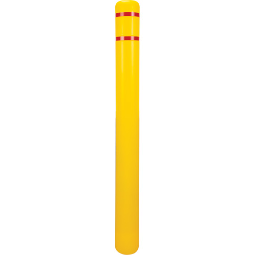 Polyethylene Bollard Cover, 4-1/2" Dia. x 52" L, Red/Yellow Cam Industrial