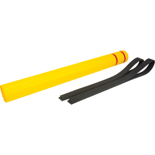 Polyethylene Bollard Cover, 4-1/2" Dia. x 52" L, Red/Yellow Cam Industrial