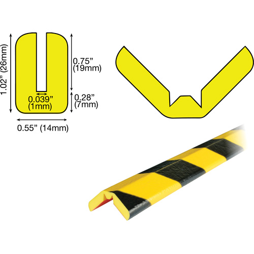 Butoir de protection de rebords mod&egrave;le W 5M, Longueur 16.42' Cam Industrial
