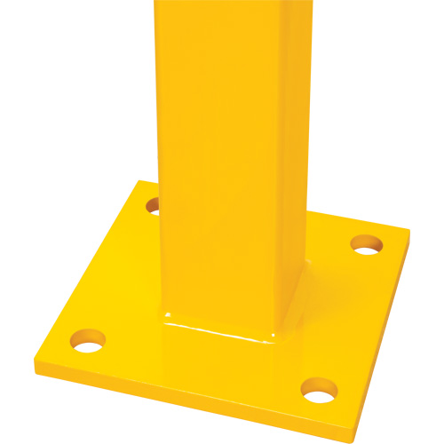 Corner Post for Light-Duty Guard Rails, Steel, 42" H, Safety Yellow Cam Industrial