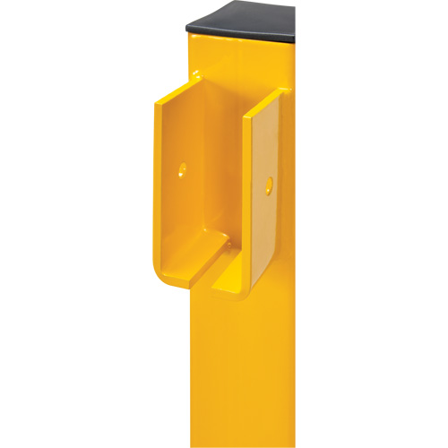 Corner Post for Light-Duty Guard Rails, Steel, 42" H, Safety Yellow Cam Industrial