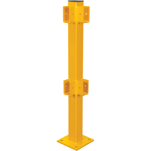 Corner Post for Light-Duty Guard Rails, Steel, 42" H, Safety Yellow Cam Industrial