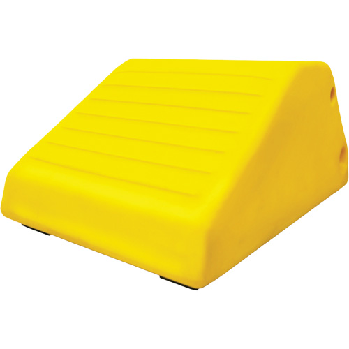 255 Ton Large Equipment Wheel Chock with Handle & Hole, Urethane, Yellow Cam Industrial
