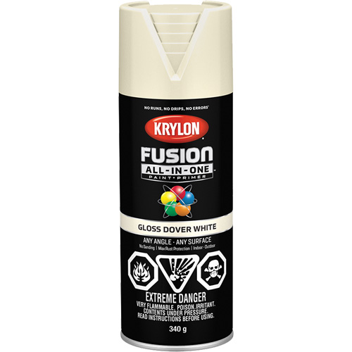 Peinture &agrave; pulv&eacute;riser tout en un Fusion, Blanc Dover, Brillant, 12 oz, Canette a&eacute;rosol Cam Industrial