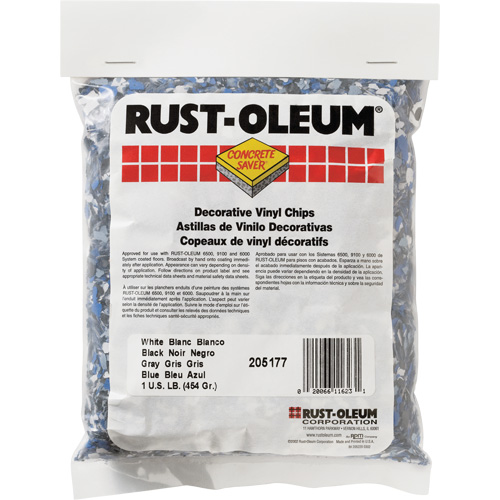 Pastilles de vinyle d&eacute;coratives Concrete Saver, 0,5 kg, Sac, M&eacute;lange noir/blanc/bleu Cam Industrial