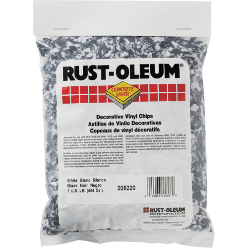 Pastilles de vinyle d&eacute;coratives Concrete Saver, 0,5 kg, Sac, M&eacute;lange noir/blanc Cam Industrial