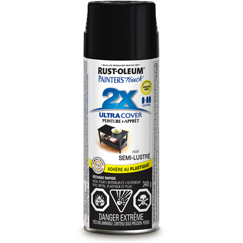 Painter's Touch&reg; Ultra Cover Paint, Black, Semi-Gloss, Aerosol Can Cam Industrial