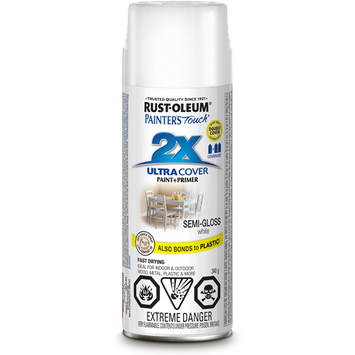 Peinture &agrave; pouvoir couvrant &eacute;lev&eacute; Painter's Touch, Blanc, Semi-brillant, Canette a&eacute;rosol Cam Industrial